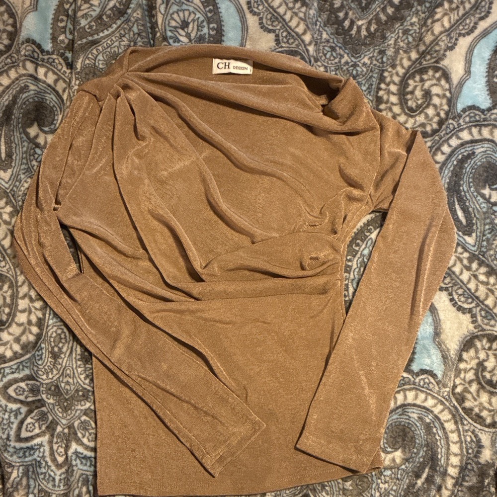 CH Design Brown Solid Knit Long Sleeve Pullover Top, Maternity Women's XS